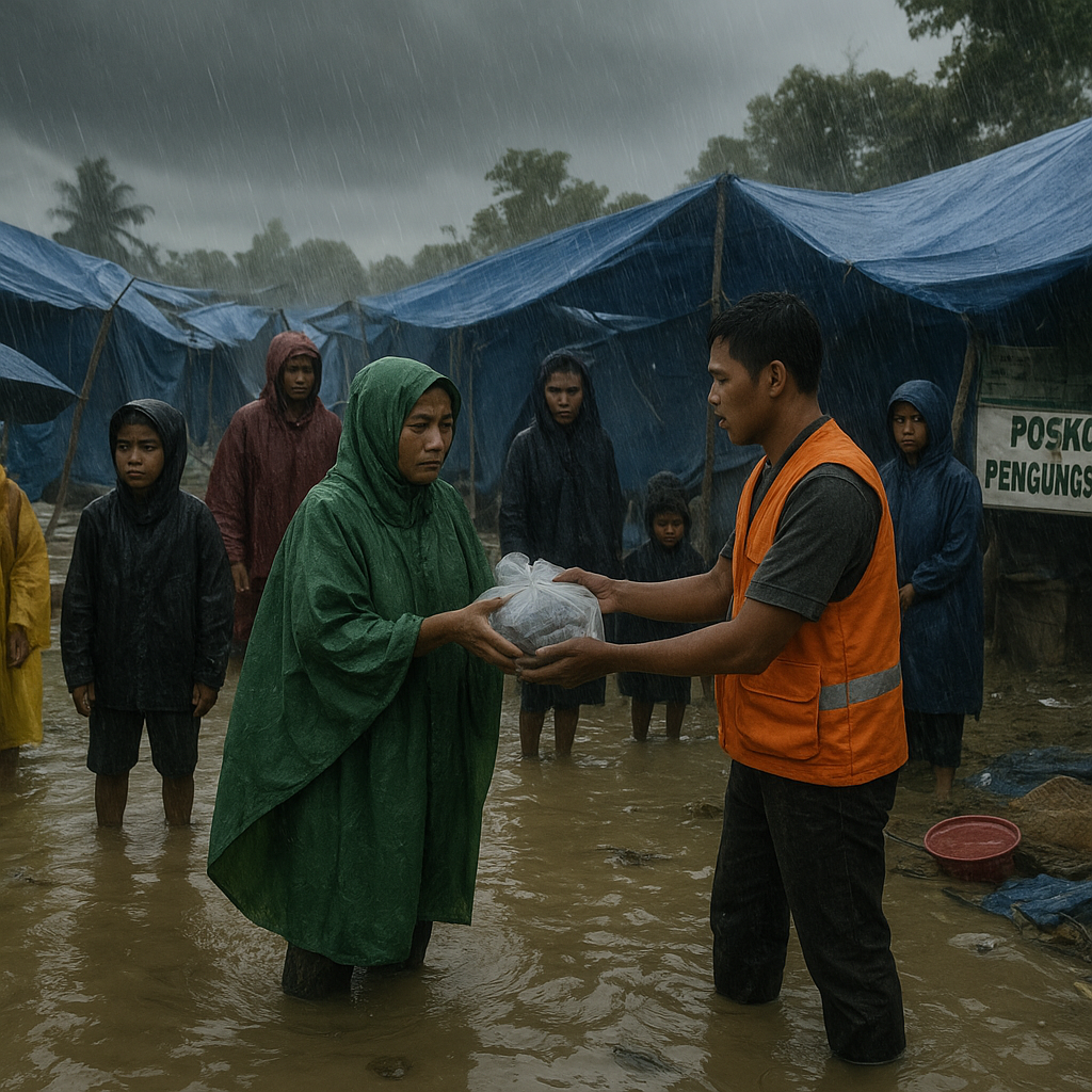 Hujan Deras Guyur Tempat Pengungsian Warga Pergerakan Tanah di Pulau Sebatik