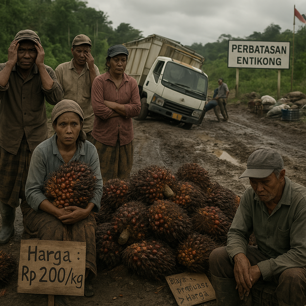 Jerit Hati Petani Sawit di Perbatasan Entikong: Harga Jeblok, Jalur Distribusi Macet