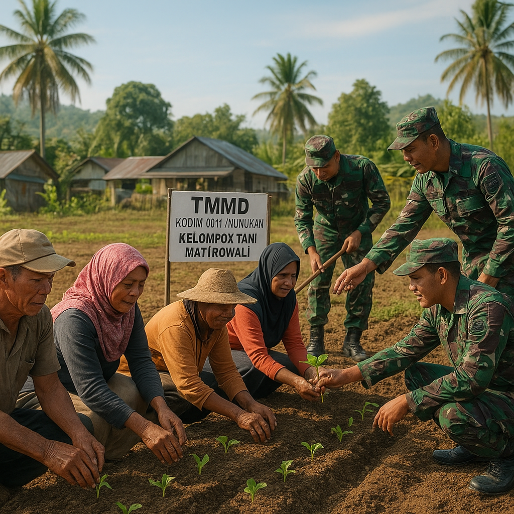 Ketahanan Pangan di Wilayah Perbatasan, Kodim 0911/Nunukan Hadir Bergerak Bersama Kelompok Tani Matirowali di Desa Binusan