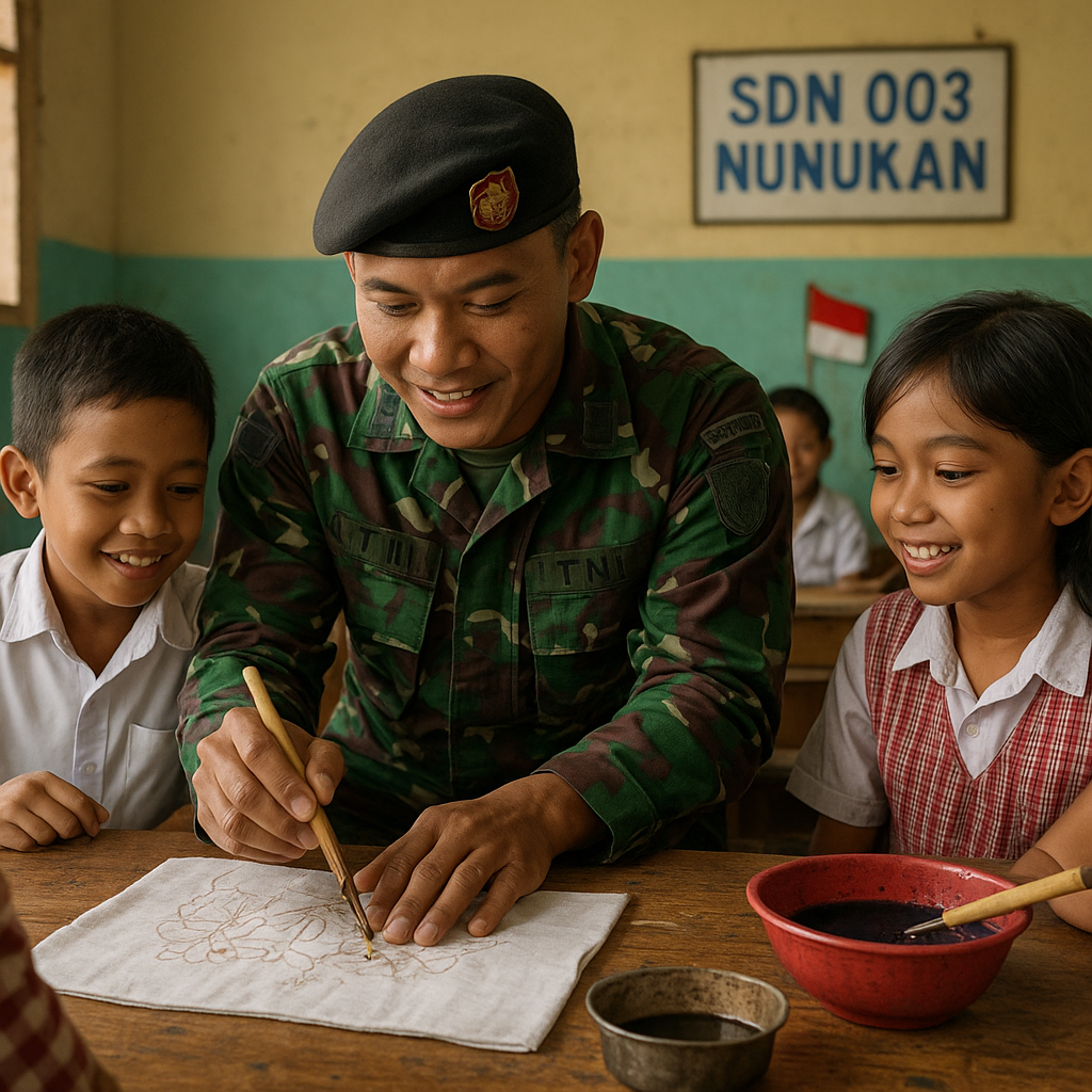 Prajurit TNI Ajarkan Membatik di Sekolah Perbatasan Sebatik