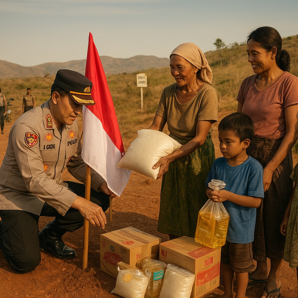 Kapolres Belu Patroli Perbatasan RI-Timor Leste, Tancapkan Bendera dan Sembako Jelang HUT RI