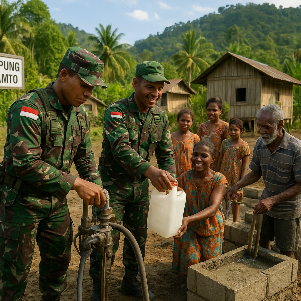 Prajurit TNI Perbatasan Papua Bangun MCK dan Sumur Bor untuk Warga Skamto