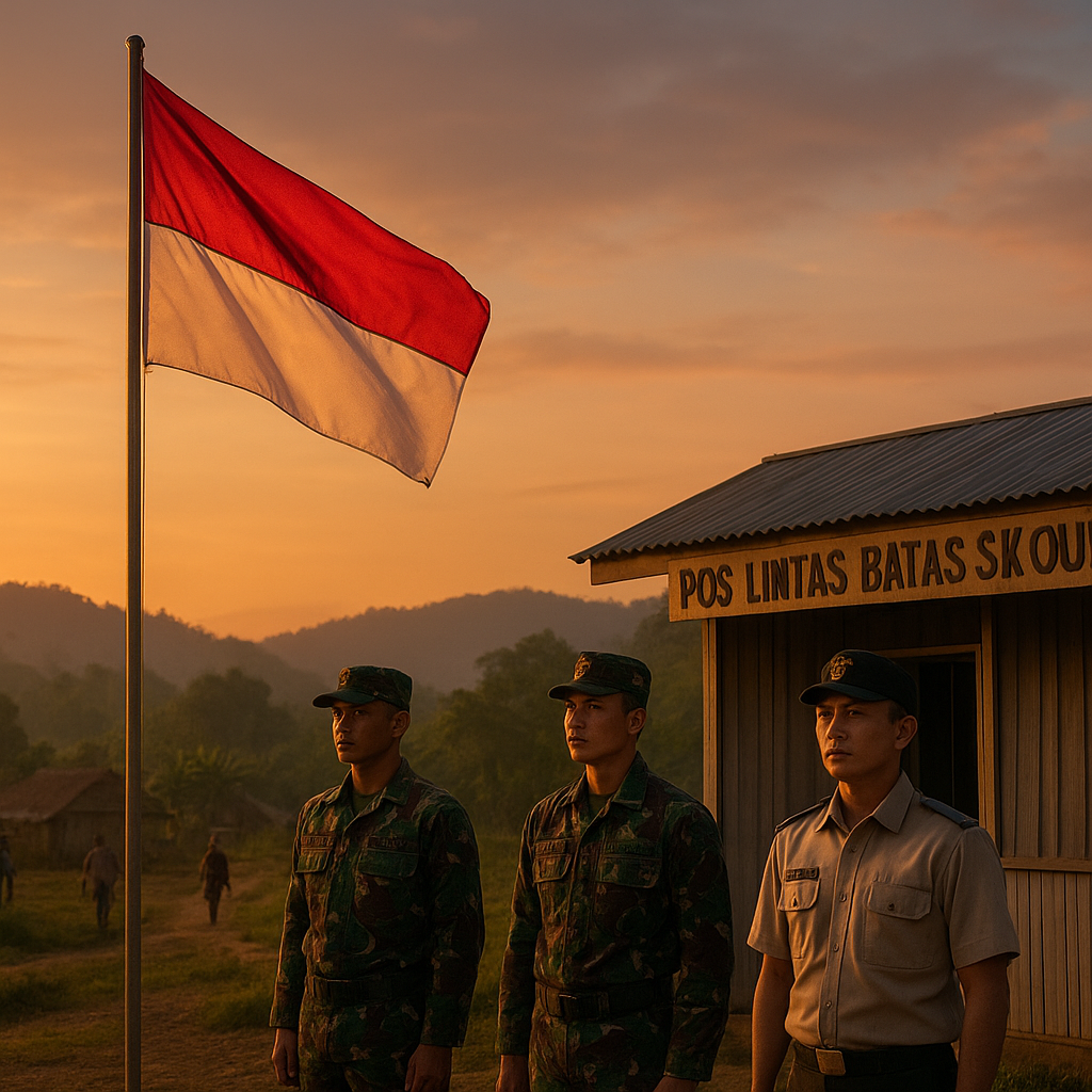 Di Balik Senjakala Pos Lintas Batas Skouw: Bendera Merah Putih Tetap Berkibar di Garis Terdepan