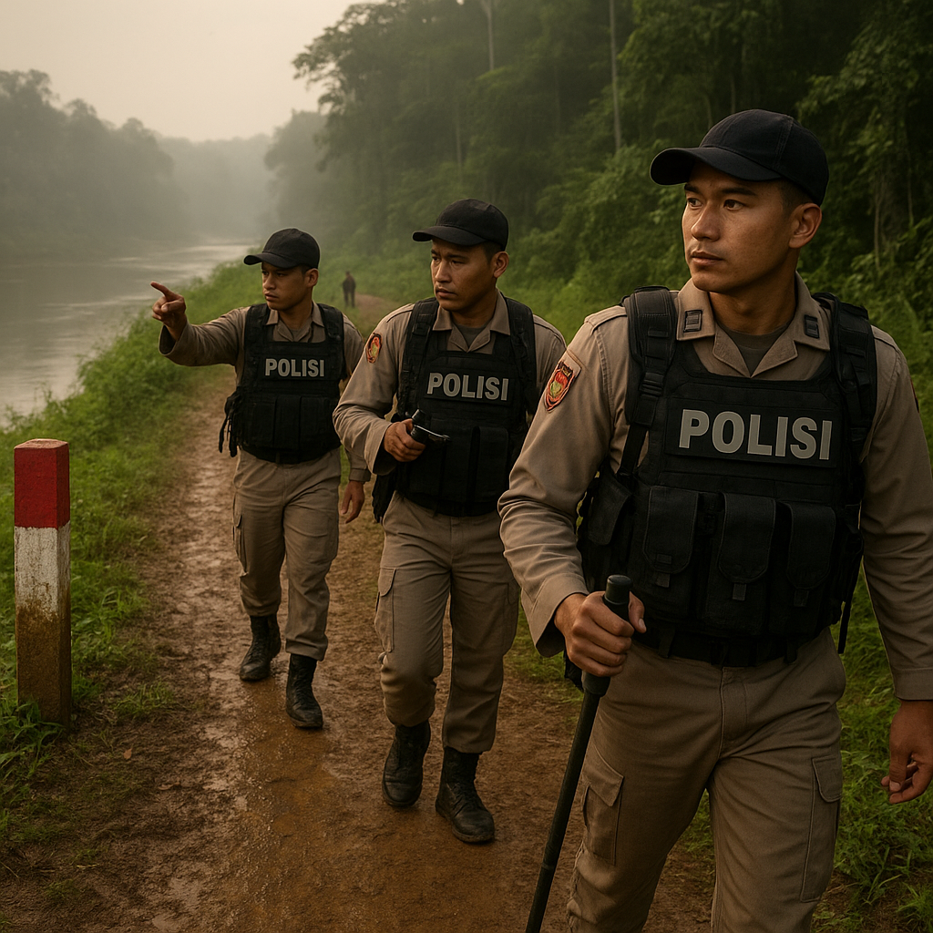 Bhayangkara Perbatasan: Polisi Sektor Nanga Badau Rutin Patroli dengan Berjalan Kaki 15 Km Menyusuri Garis Batas