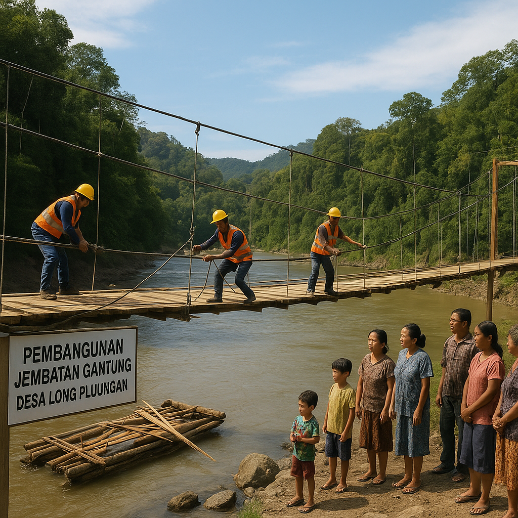 Pembangunan Jembatan Gantung di Malinau Tembus Pedalaman Perbatasan