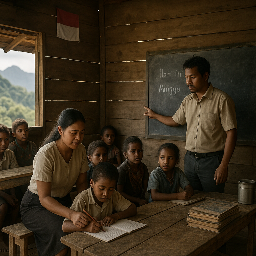 Air Mata dan Harapan di Sekolah Perbatasan Papua yang Hanya Memiliki 2 Guru