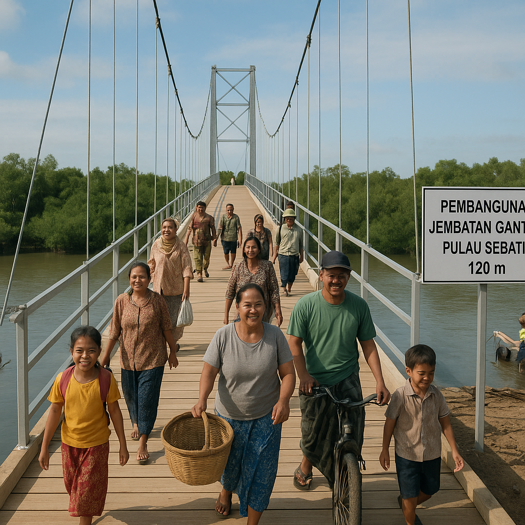 Pembangunan Jembatan Gantung di Pulau Sebatik: Akses Warga Perbatasan Kalimantan Utara Mulai Terbuka Lebar
