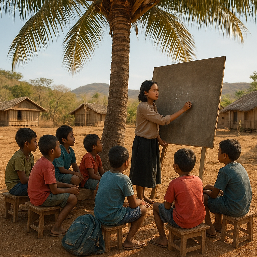 Anak-Anak Perbatasan NTT Belajar di Bawah Pohon Lontar, Menanti Sekolah Baru