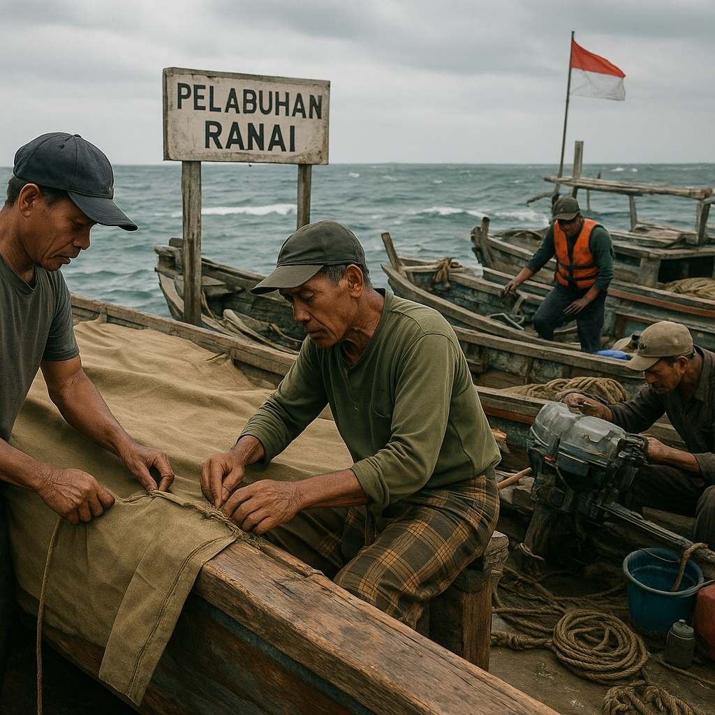 Nelayan Perbatasan Natuna Bersiap Hadapi Musim Angin Utara, Perahu kayu Diperkuat