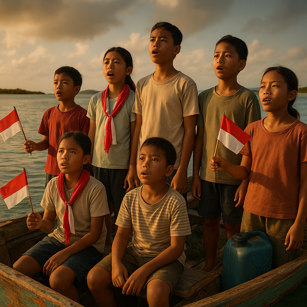 Anak-Anak di Pulau Marore, Perbatasan Filipina, Baca Puisi Nasionalisme di Atas Perahu