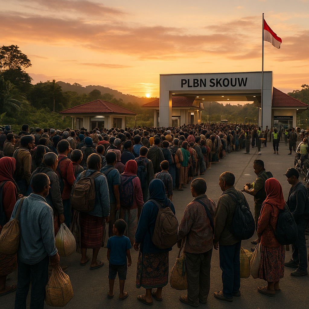 Senja di PLBN Skouw: Warga Lintas Batas Padati Pos Pemeriksaan Jelang Tutup