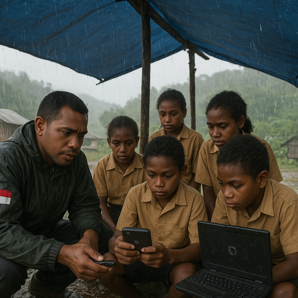 PJJ di Perbatasan Papua: Guru dan Murid Berjuang Melawan Sinyal dan Hujan