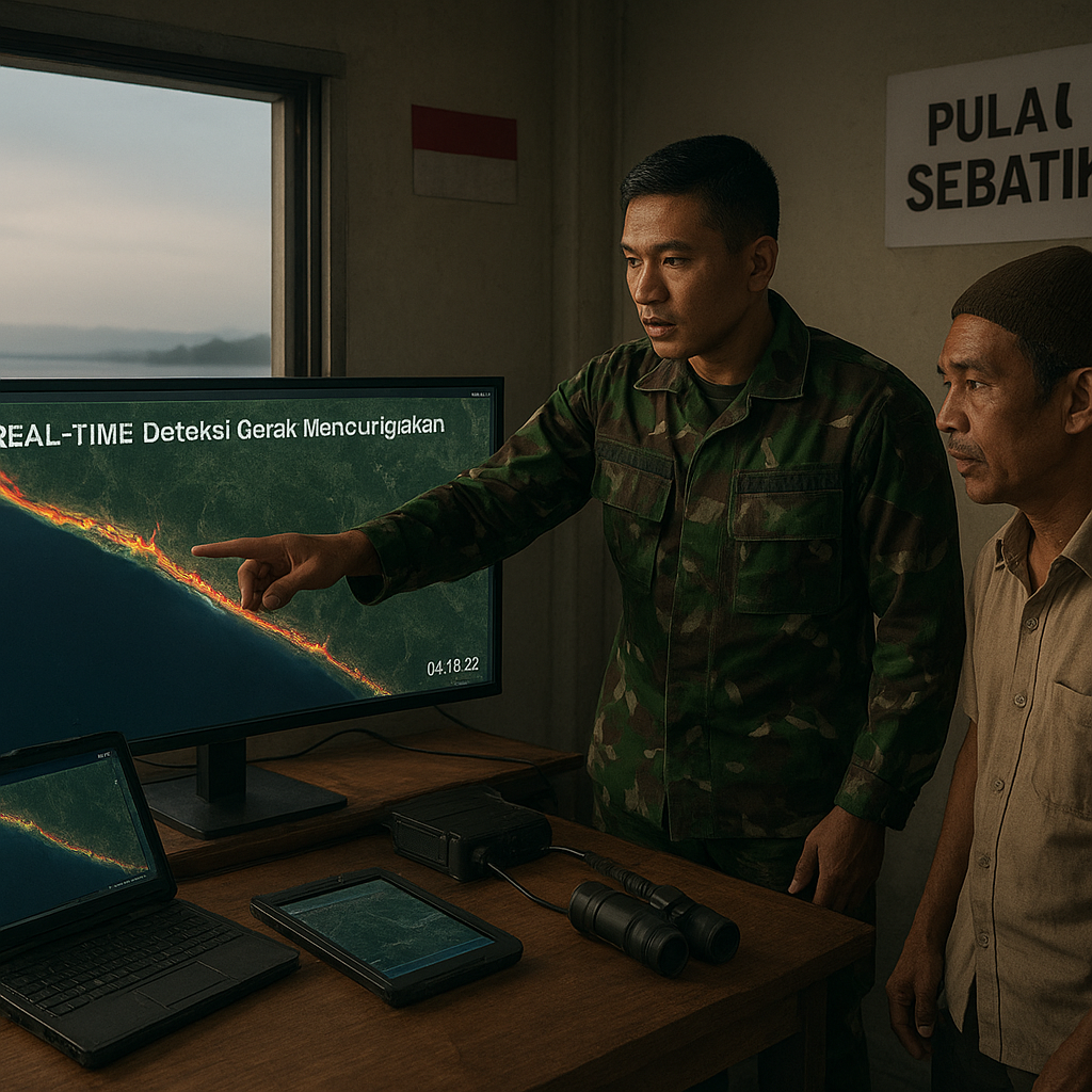Teknologi Pemantau Satelit Bantu Petugas TNI di Pulau Sebatik Deteksi Gerak Mencurigakan
