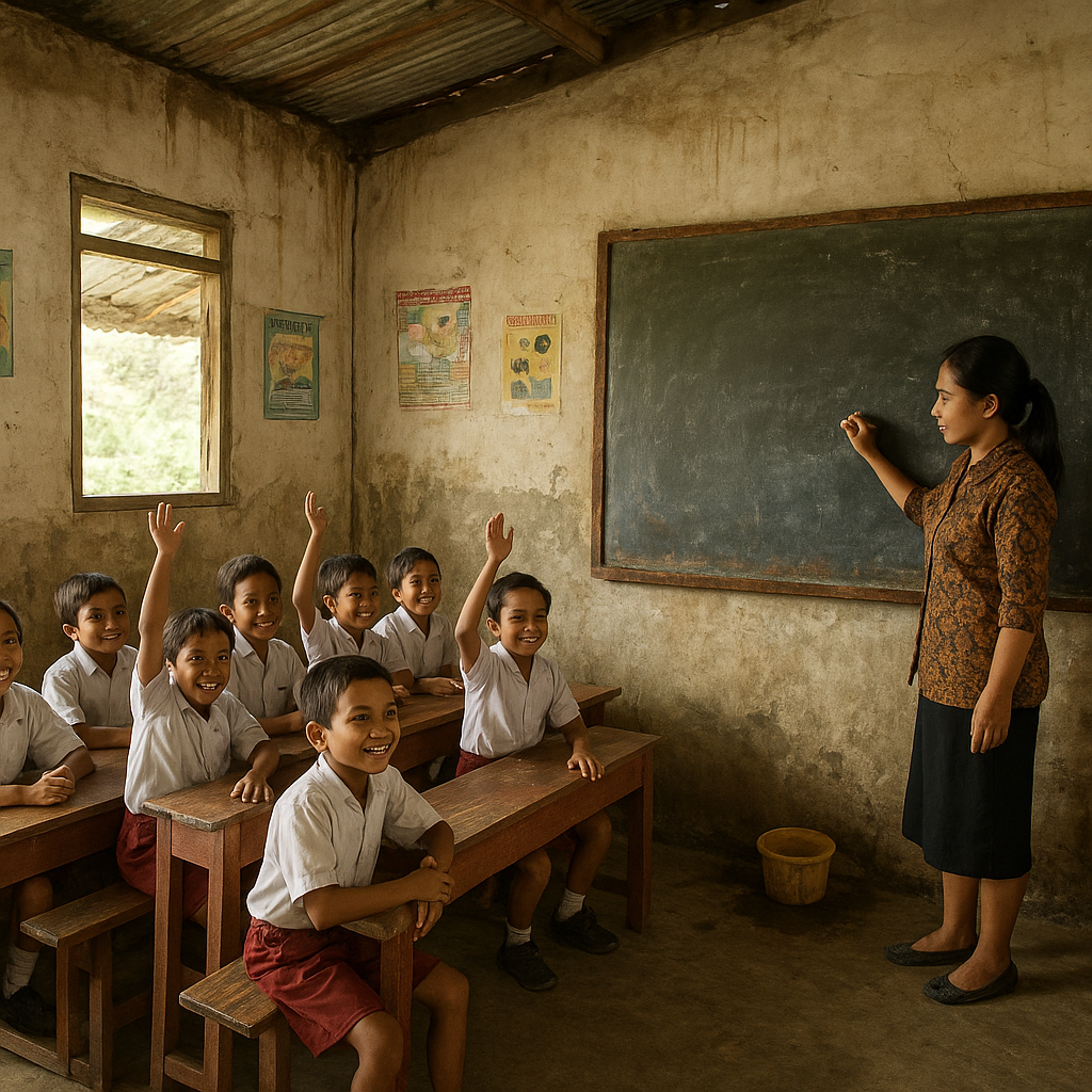 Kisah Guru di Sekolah Perbatasan Jagoi Babang: Mengajar di Kelas Tiga Bangku dan Papan Tulis Besi