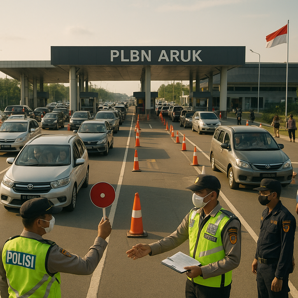 Jalur Mudik Perbatasan: Arus Balik di PLBN Aruk Kalbar Ramai Lancar