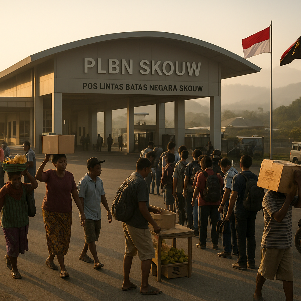 PLBN Skouw Kembali Ramai: Aktivitas Warga dan Barang Melintas di Perbatasan Papua-PNG