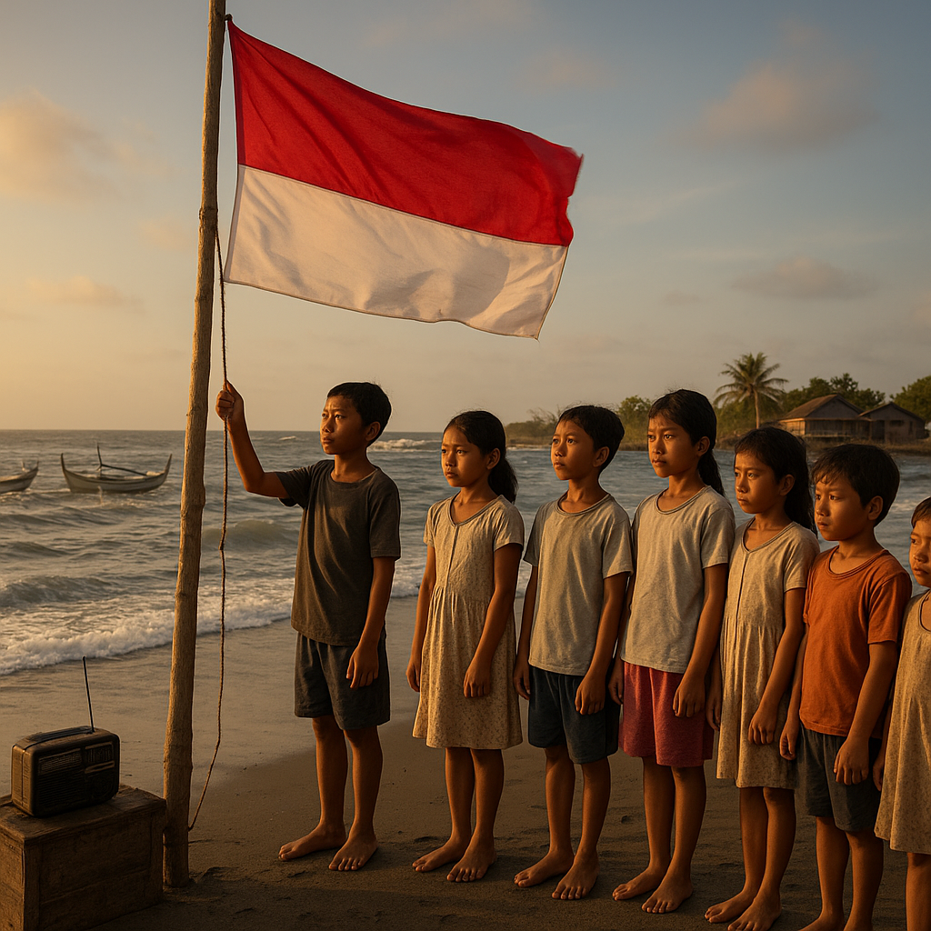 Upacara Bendera di Pulau Sebira: Anak-anak Pulau Terdepan Kibarkan Merah Putih di Tengah Ombak