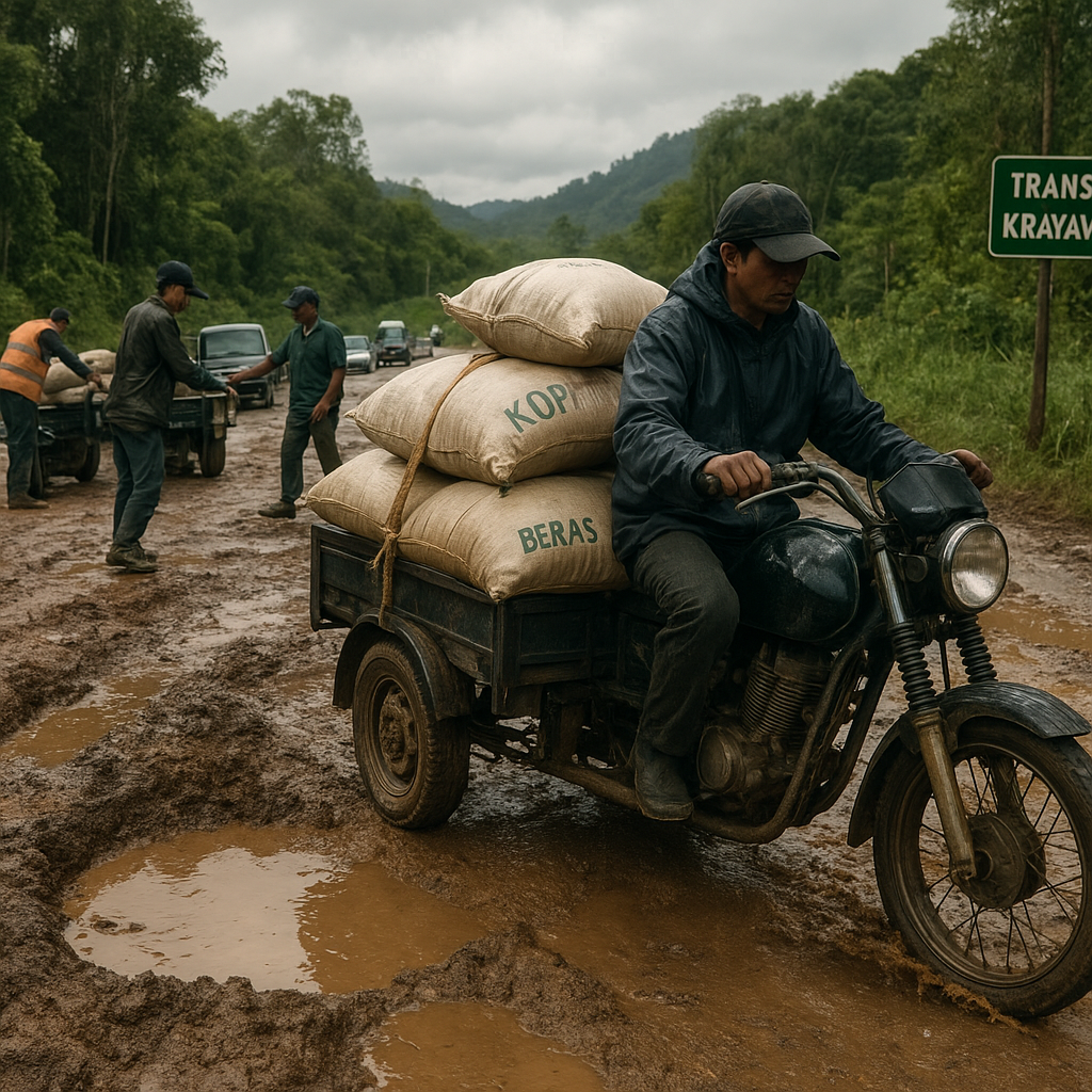 Jalan Berlubang di Krayan, Warga Pilih Motorroda 3 Demi Selamatkan Hasil Bumi