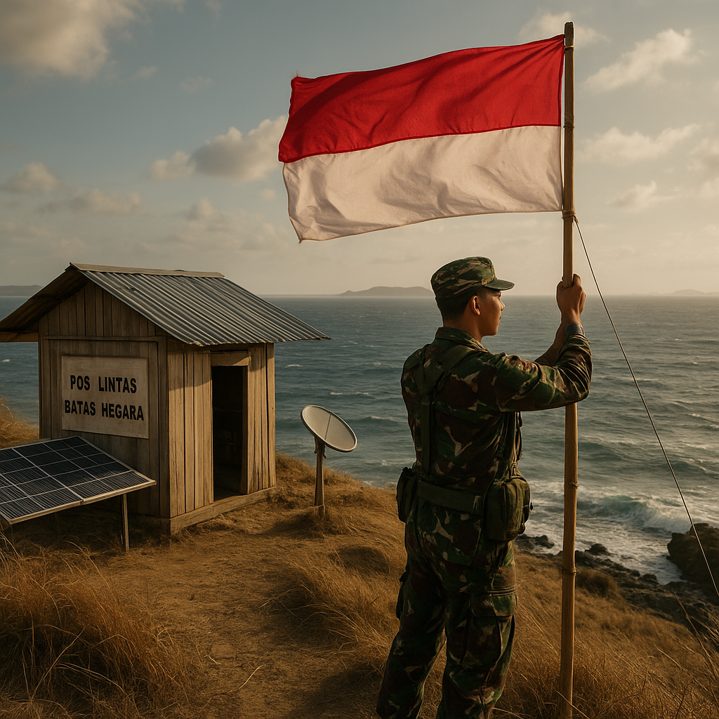 Prajurit TNI Gantung Bendera di Pos Terluar NTT, Hanya Terhubung Satelit dan Solar Cell