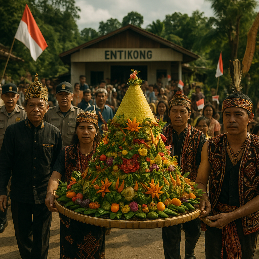 Warga Perbatasan Entikong Gelar Karnaval Tumpeng, Rayakan Kemerdekaan dengan Kearifan Lokal