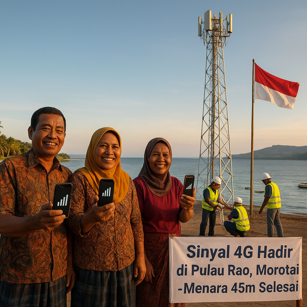 Pembangunan Menara Telekomunikasi di Pulau Terluar Morotai Akhirnya Selesai, Sinyal 4G Menyapa