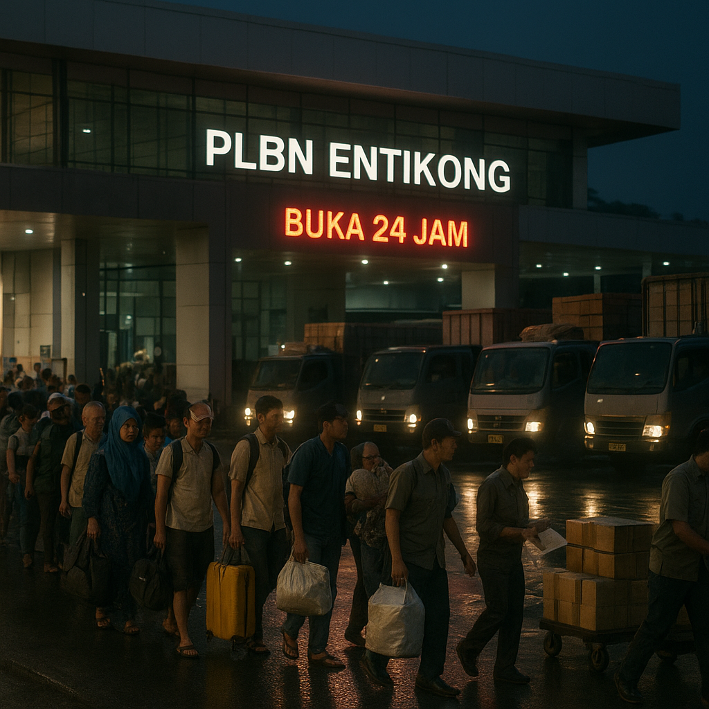 Pintu Lintas Batas Entikong Dibuka 24 Jam, Arus Manusia dan Barang Meningkat