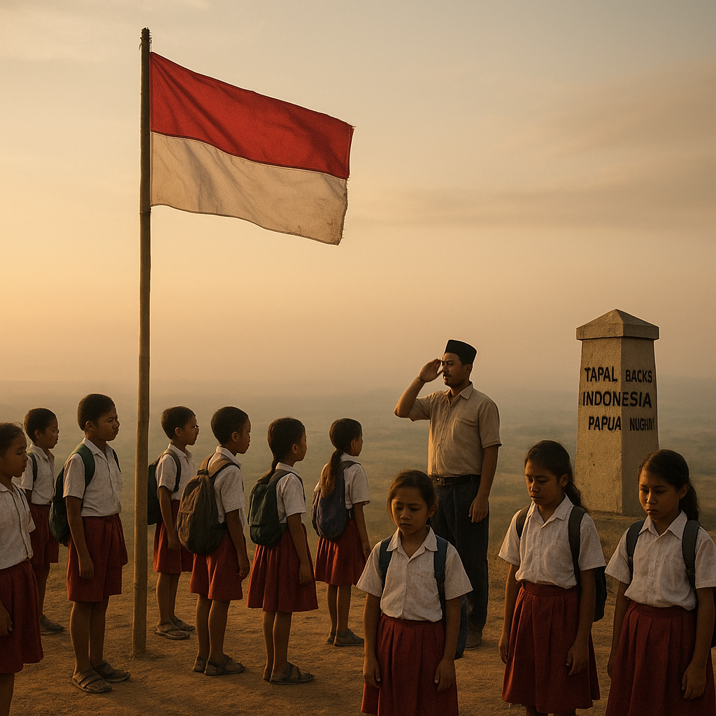 Bendera Merah Putih di Atas Bukit Merauke: Pelajar Peringati HUT RI dengan Upacara di Tapal Batas