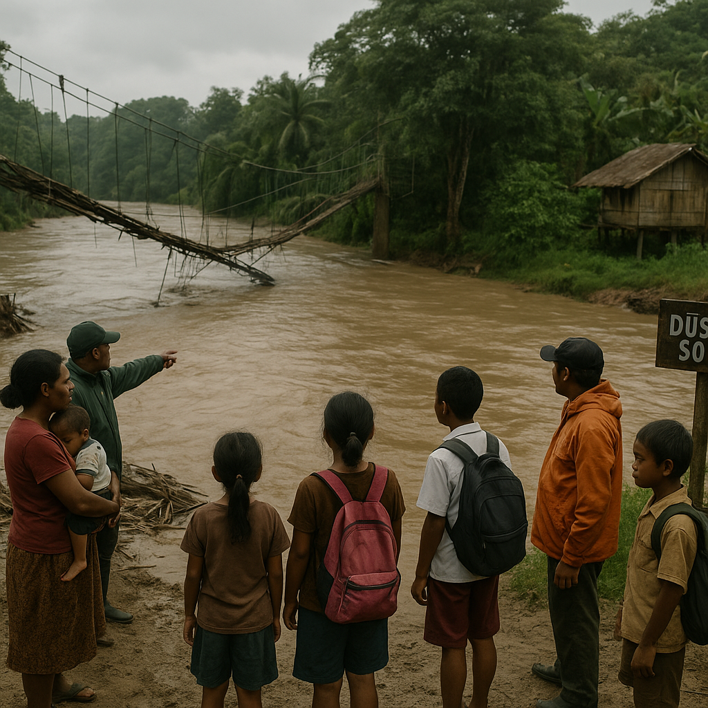 Jembatan Gantung Putus di Perbatasan Papua: Warga Terisolasi, Anak-Anak Tak Bisa Sekolah