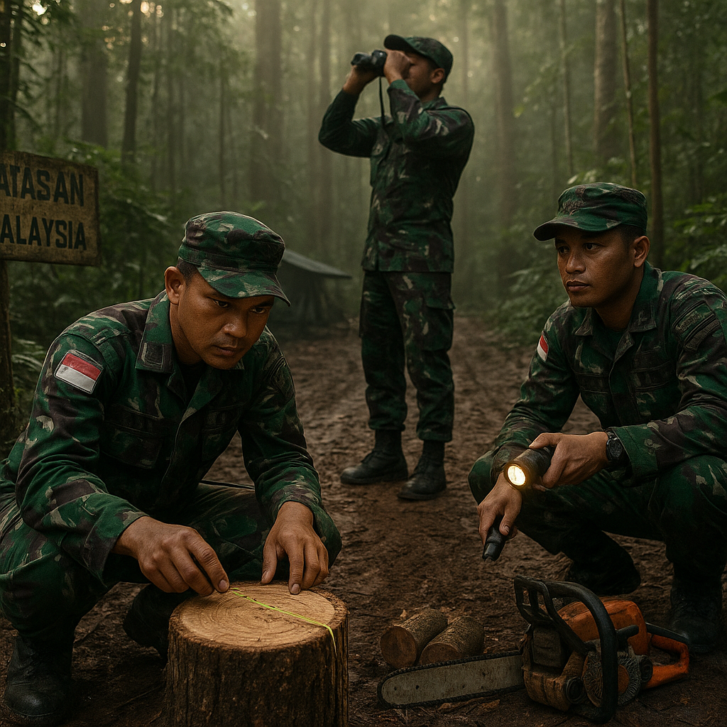 Patroli Rutin di Hutan Perbatasan Kalimantan-Malaysia, Menghalau Pencurian Kayu