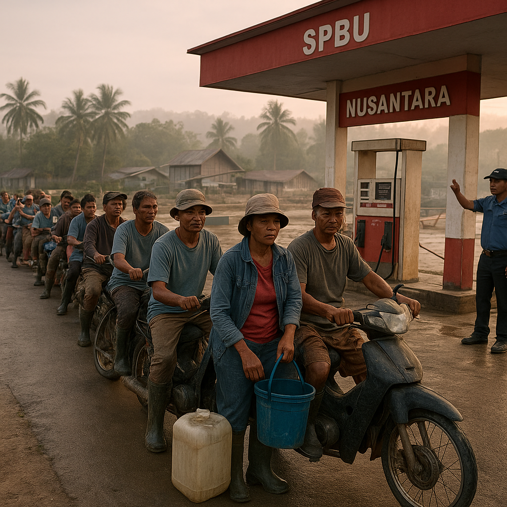Pulau Sebatik Keluhkan BBM: Antrean Motor Mengular di SPBU Nusantara