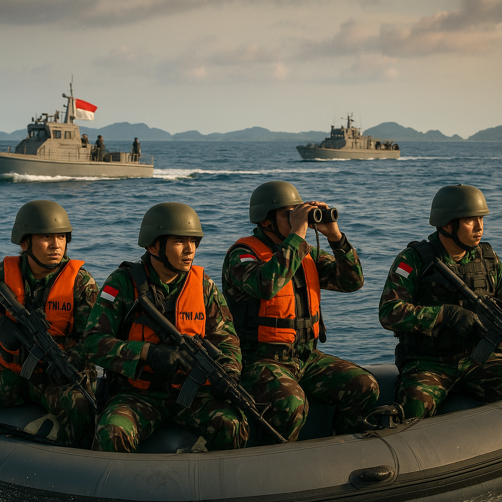 TNI AD Latihan Pengamanan Perbatasan di Perairan Natuna