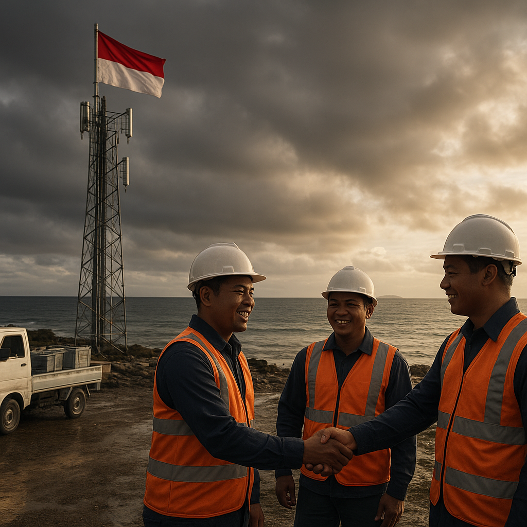 Pembangunan Tower BTS di Pulau Terdepan Miangas Akhirnya Tuntas