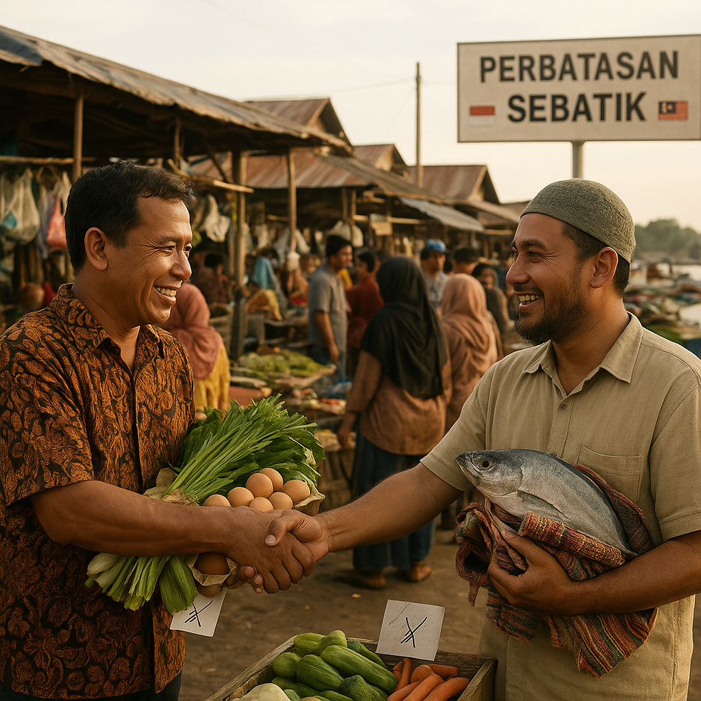 Pasar Tumpah di Perbatasan Sebatik: Warga RI-Malaysia Jual Beli Tanpa Rupiah atau Ringgit