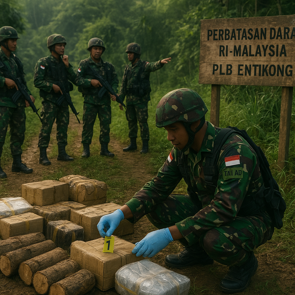 TNI Gelar Patroli Lintas Batas di Perbatasan Darat RI-Malaysia, Temukan Bekas Perlintasan Ilegal