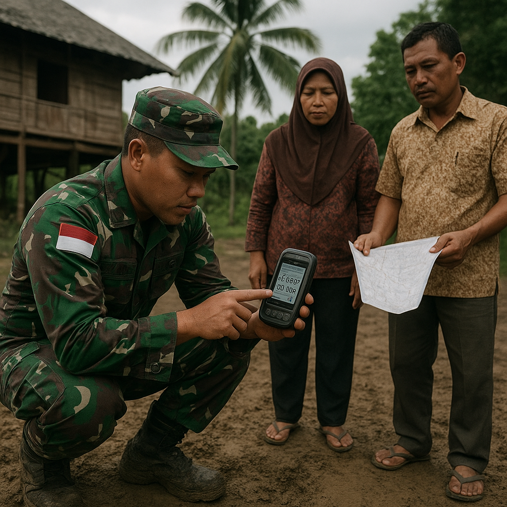 Babinsa di Tapal Batas: Verifikasi Koordinat Demi Kedaulatan di Desa Sungai Danai