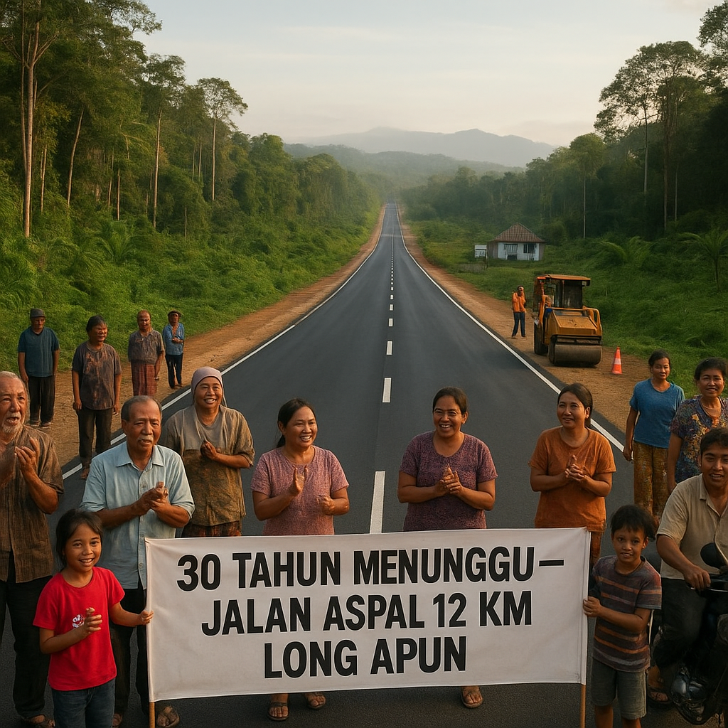 30 Tahun Berlalu, Warga Long Apun di Malinau Baru Kini Nikmati Jalan Beraspam