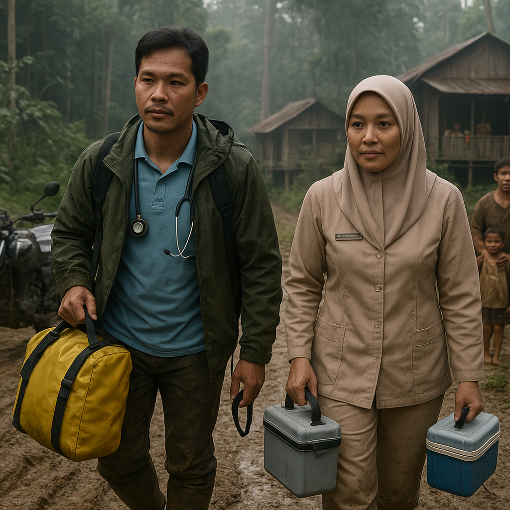 Pelayanan Kesehatan Keliling: Dokter dan Bidan Menembus Hutan Perbatasan Kalimantan