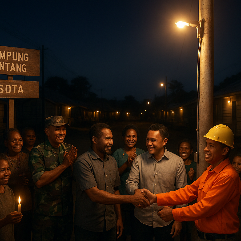 Listrik Masuk Kampung Lantang, Perbatasan Sota Kini Terang Benderang