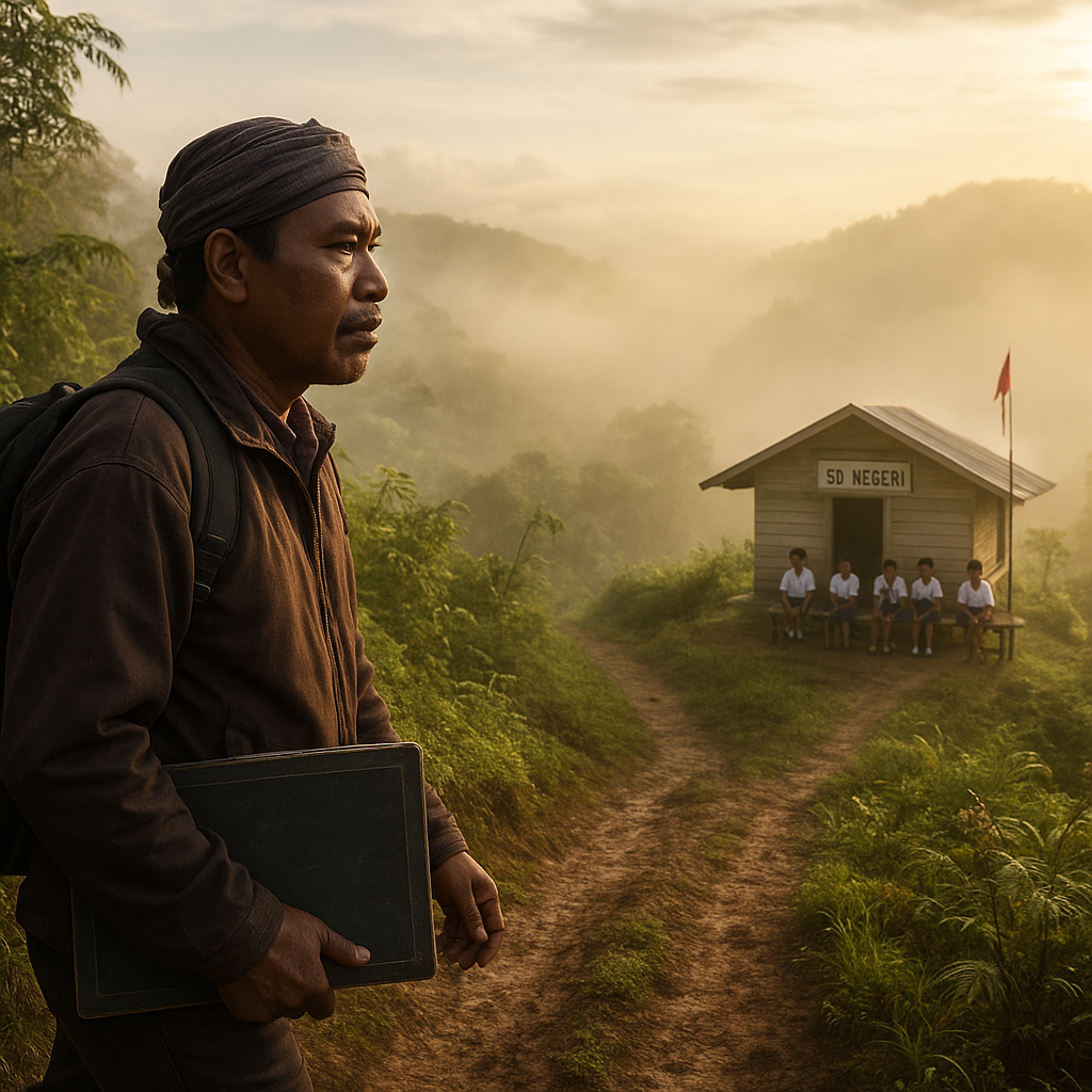 Kisah Guru Honorer di Perbatasan Nunukan, Mengajar di Atas Awan dengan Gaji UMR