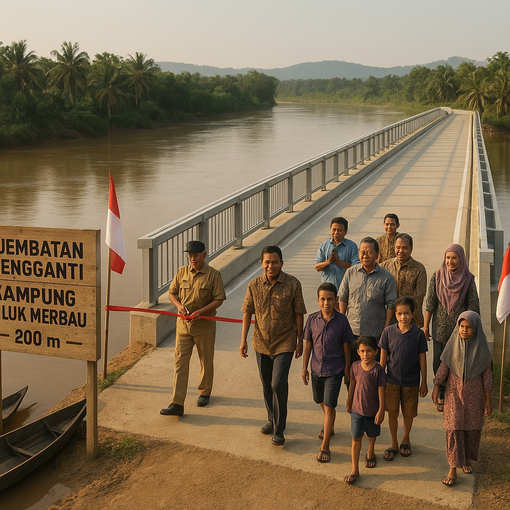 Infrastruktur di Perbatasan Riau: Jembatan Pengganti Resmi Beroperasi, Warga Tak Lagi Antre Perahu