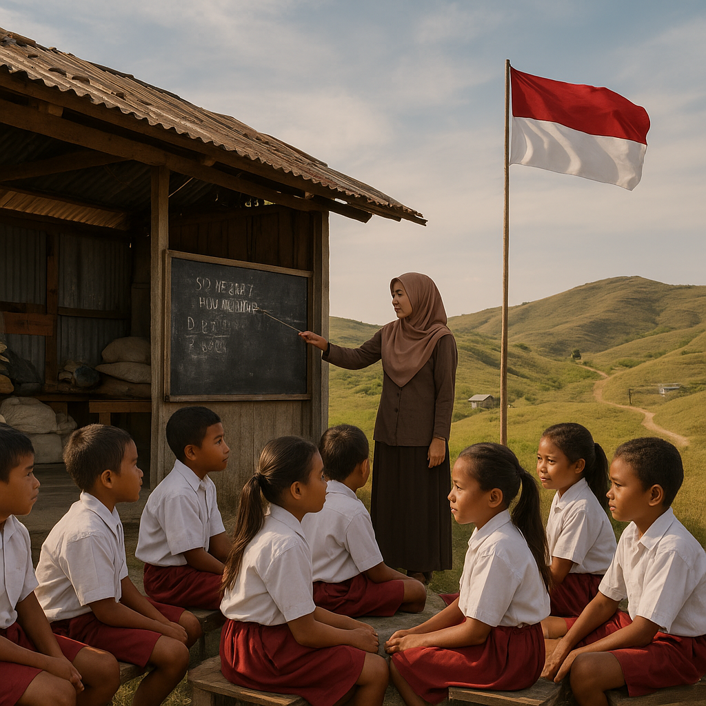 Sekolah Tapal Batas: Belajar di Bawah Bendera Merah Putih yang Berkibar di Perbukitan