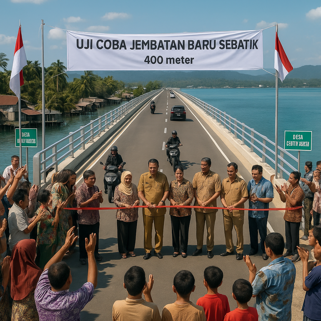 Jembatan Baru di Sebatik Mulai Diuji Coba, Warga Sambut Gembira