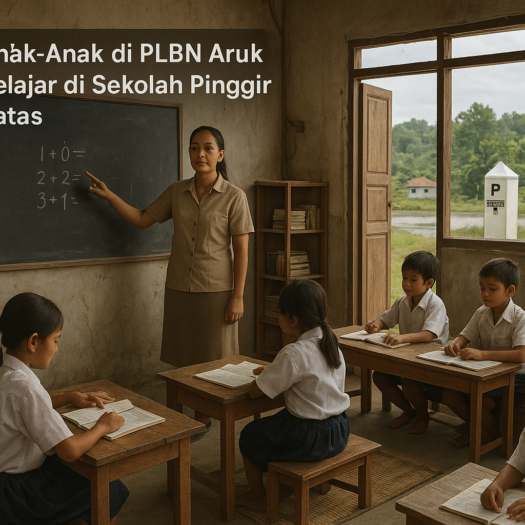 Anak-Anak di PLBN Aruk Belajar di Sekolah Pinggir Batas