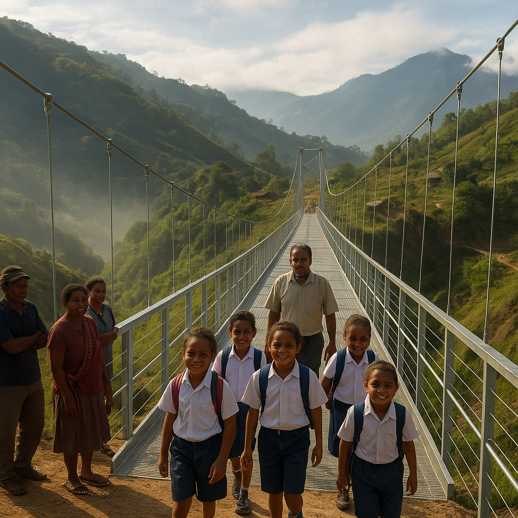 Jembatan Gantung di Papua Pegunungan Rampung, Anak-Anak Kini Tak Lagi Harus Menyusuri Jurang