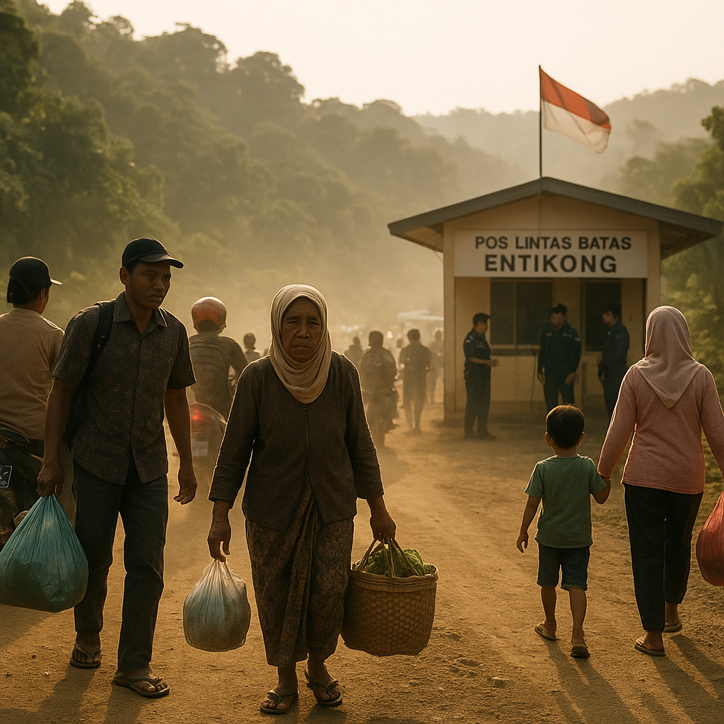 Kamera Lensa-Teritorial: Pagi di Pos Lintas Batas Entikong, Lalu Lintas Warga Mulai Padat