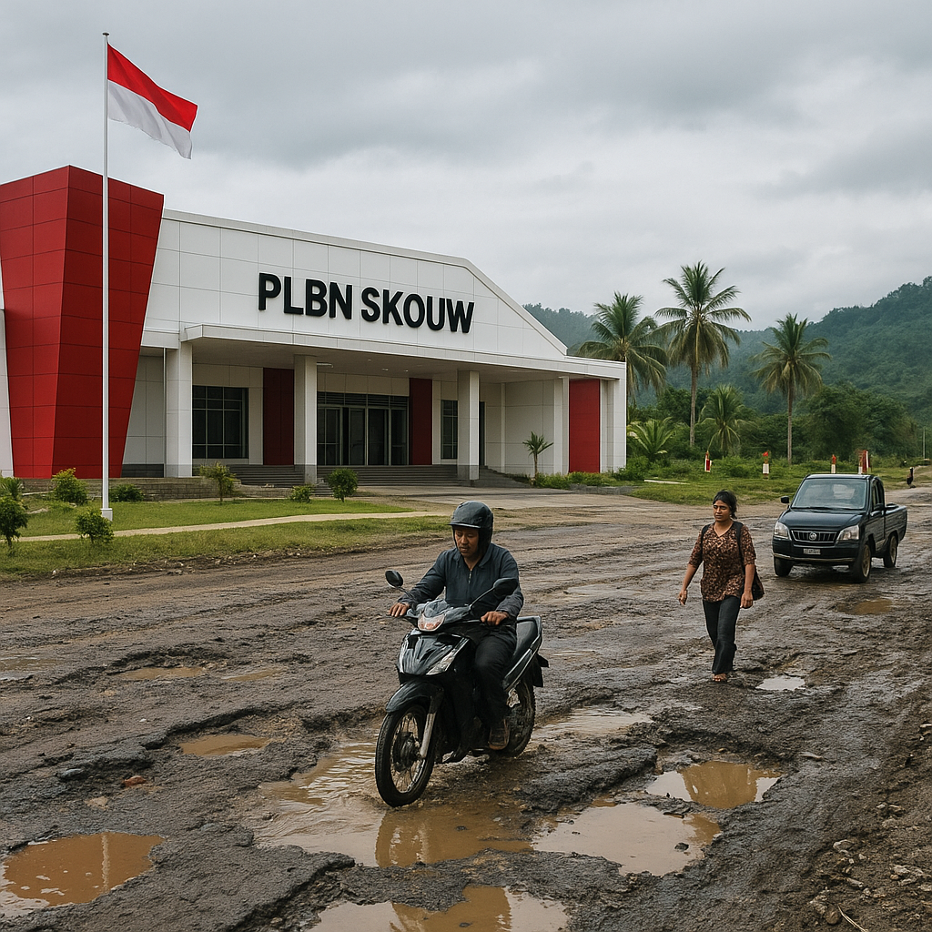 PLBN Skouw Wajah Baru Perbatasan di Utara, Tapi Akses Jalan dari Jayapura Masih Rusak Parah