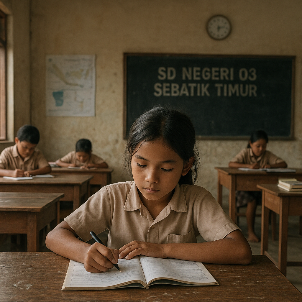 Sekolah Perbatasan Nunukan Kekurangan Guru, Siswa Belajar Mandiri