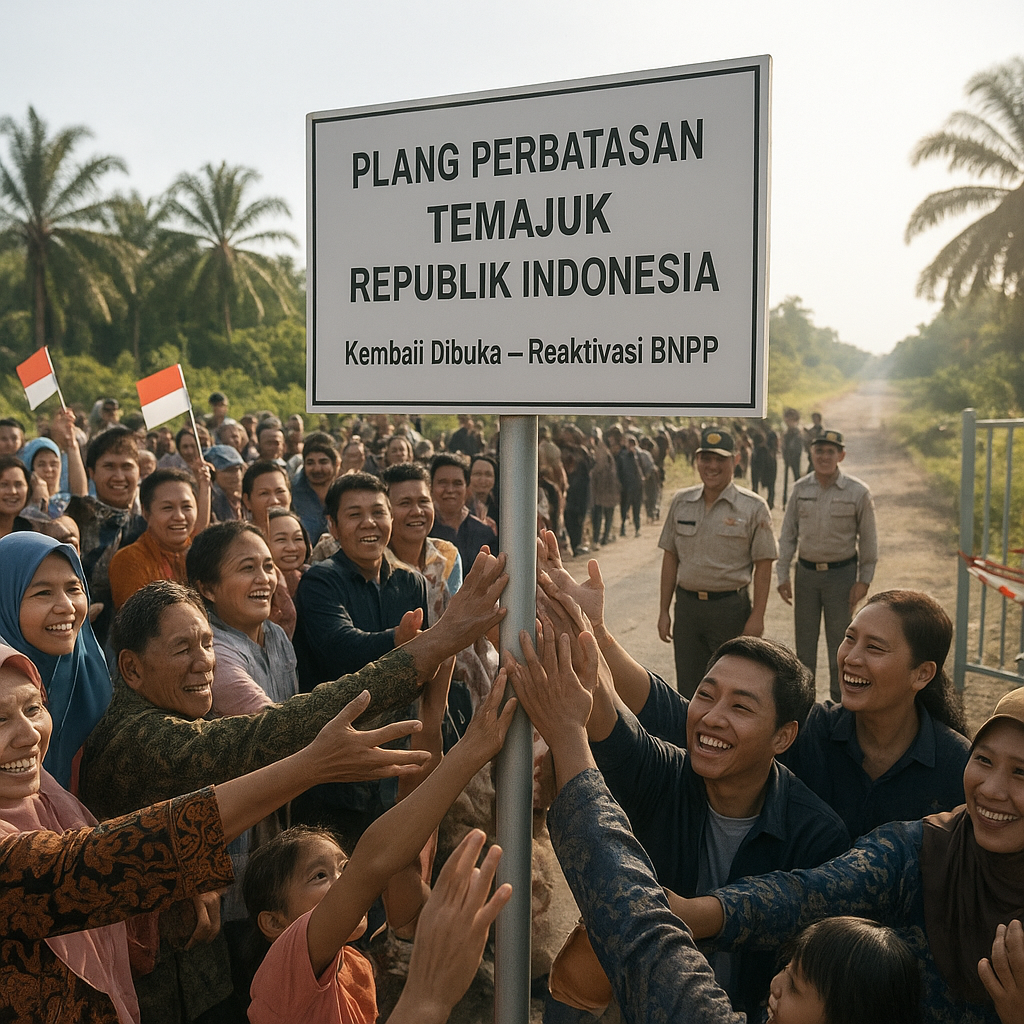 Gerbang Temajuk Kembali Terbuka: Warga Sambas Ramai-ramai Menyentuh Plang Perbatasan
