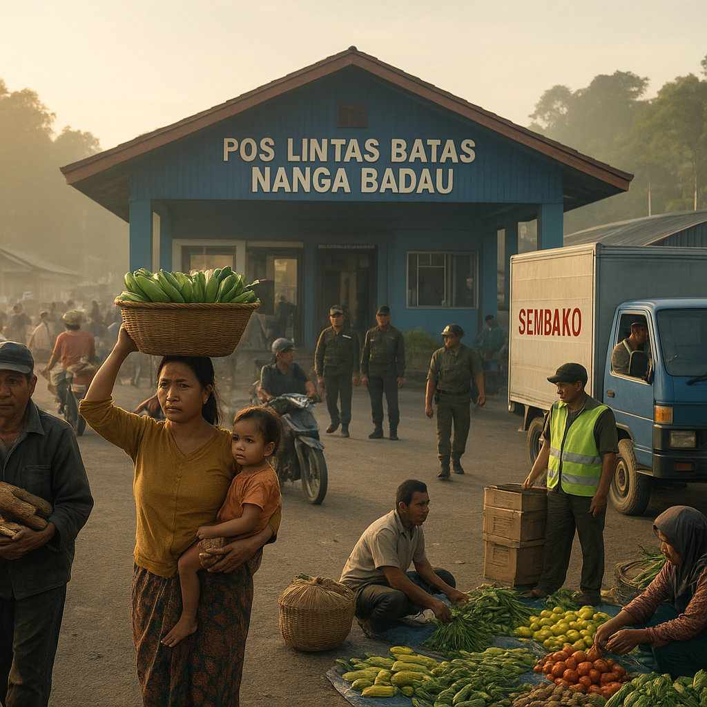 Potret Pagi di Pos Lintas Batas Nanga Badau: Aktivitas Warga Mulai Padat