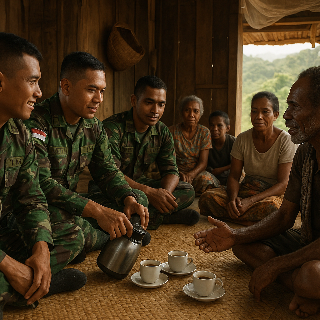 Satgas Yonif 641/Beruang Perkuat Persaudaraan di Perbatasan Papua